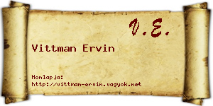 Vittman Ervin névjegykártya